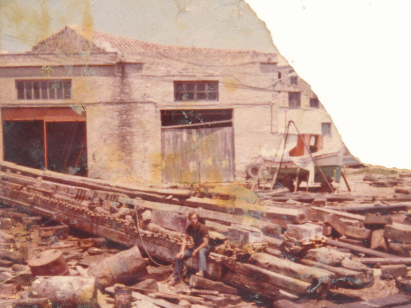 Dimitris Polidoulis resting on a wooden ramp